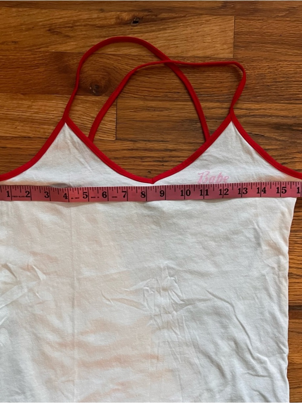 Camp Collection S.F. Red Trim Strappy Cami Tank Top - Babe Script Cotton Blend M - Picture 4 of 8